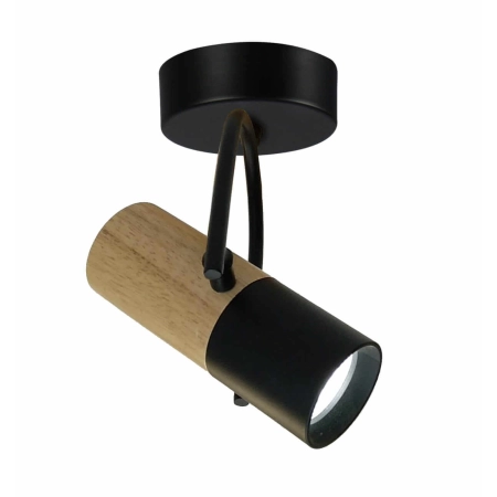 Czarny, regulowany reflektor z drewnem LP-1111/1W z serii BOVINO