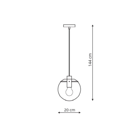 Ponadczasowy zwis z okrągłym kloszem ⌀20cm LP-004/1P S BK z serii PUERTO 2
