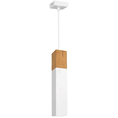 Biała lampa wisząca, drewniany element ozdobny LX 1956 z serii TULUM