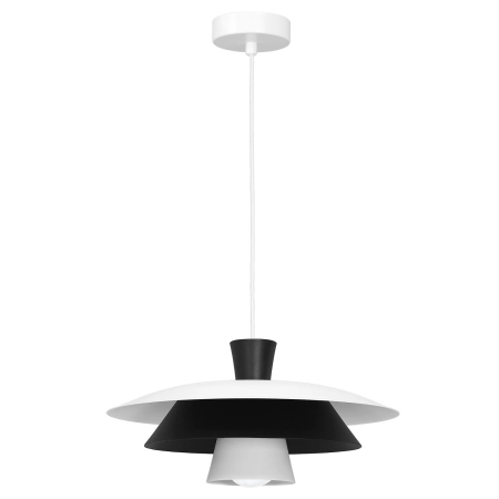 Czarno-biała lampa wisząca, dekoracyjne klosze LX 3134 z serii PLATO