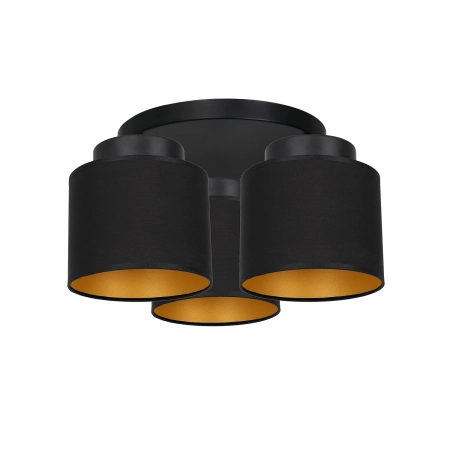 Lampa sufitowa z trzema czarno-złotymi abażurami LX 3179 z serii FRODI