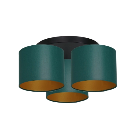 Zielono-złota lampa sufitowa, trzy abażury LX 3545 z serii ARDEN
