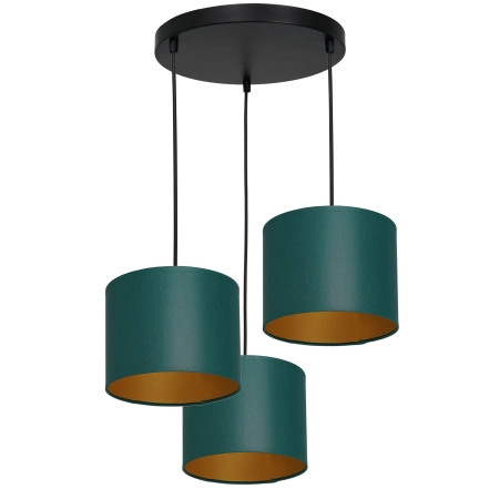 Lampa wisząca z trzema zielono-złotymi abażurami LX 3551 z serii ARDEN