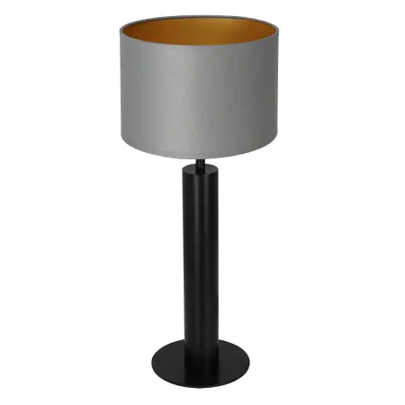 Estetyczna lampa nocna, szaro-złoty abażur LX 3665 z serii TABLE LAMPS