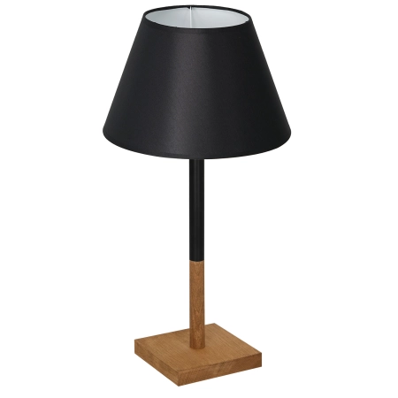 Drewniana lampa stołowa, czarny abażur LX 3749 z serii TABLE LAMPS