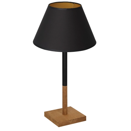Czarna lampa stołowa z drewnianą podstawką LX 3750 z serii TABLE LAMPS