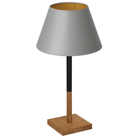 Lampka stołowa, drewniana, szary abażur LX 3751 z serii TABLE LAMPS