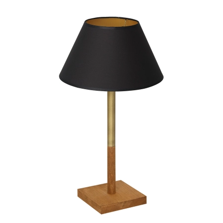 Brązowo-złota lampka nocna, czarny abażur LX 3808 z serii TABLE LAMPS