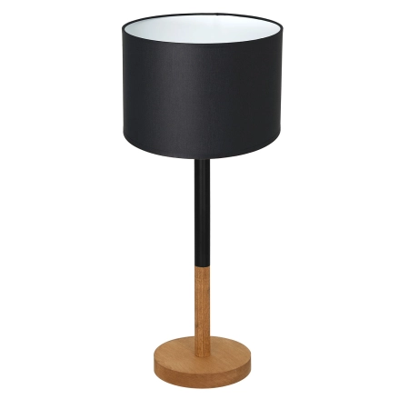 Czarna, prosta lampka stołowa, z drewnem LX 3824 z serii TABLE LAMPS