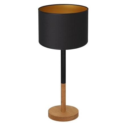 Czarno-złota lampka nocna, drewniana noga LX 3825 z serii TABLE LAMPS