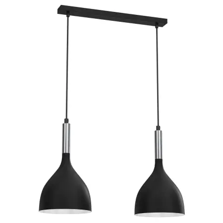 Srebrno-czarna lampa wisząca, dwa klosze LX 3955 z serii NOAK