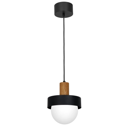 Czarna lampa wisząca, drewniany element LX 4048 z serii CANAN