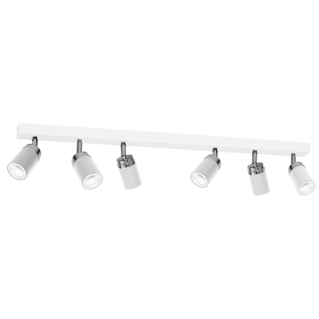 Biała, podłużna lampa sufitowa z reflektorami LX 5140 z serii RENO