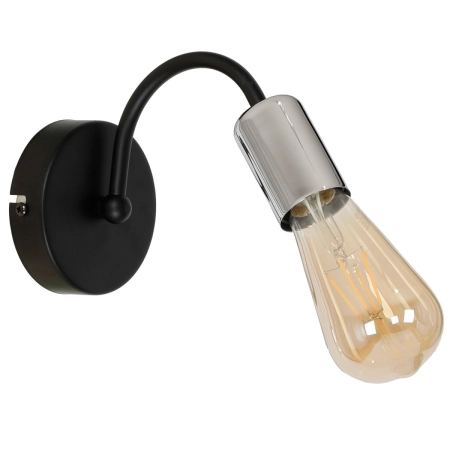 Czarno-srebrna lampa ścienna, pojedynczy kinkiet LX 8070 z serii DOW