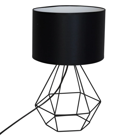 Czarna, druciana lampka stołowa z abażurem LX 8970 z serii ALMA