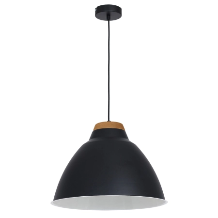 Czarna lampa wisząca z drewnianą dekoracją LX 9190 z serii SKAL