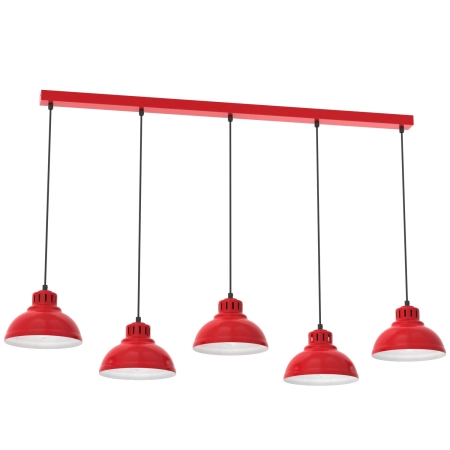 Czerwona lampa wisząca z pięcioma kloszami LX 9229 z serii SVEN