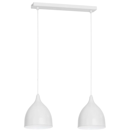 Biała lampa wisząca, dwa, minimalistyczne klosze LX 9428 z serii NOAK