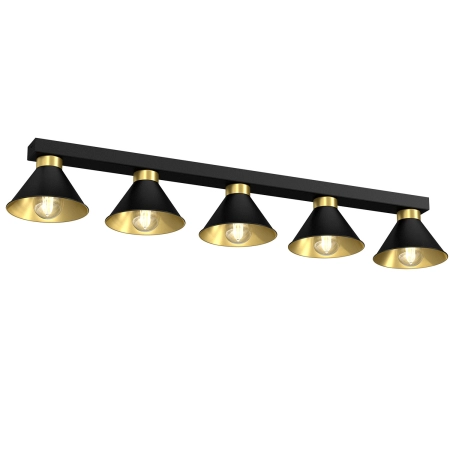 Czarno-złota lampa sufitowa, pięć źródeł światła LX 0626 z serii DEMET