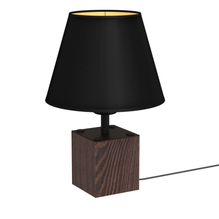 Lampa stołowa z drewnem i czarnym abażurem LX 0769 z serii SODER