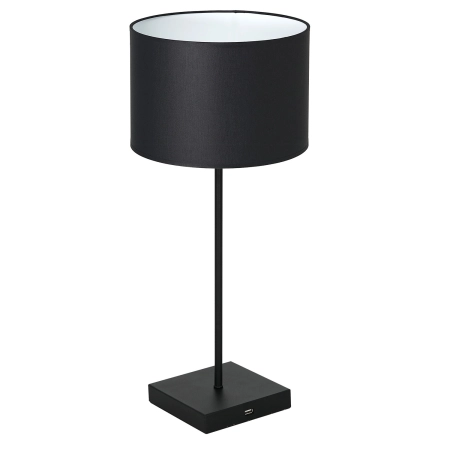 Czarno-biała, klasyczna lampka stołowa LX 0908 z serii TABLE LAMP USB