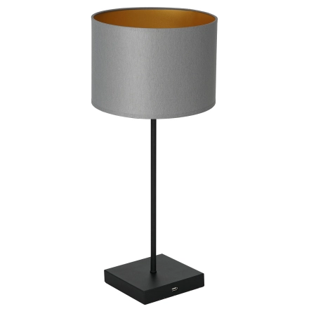 Lampa stołowa z szarym abażurem LX 0910 z serii TABLE LAMP USB