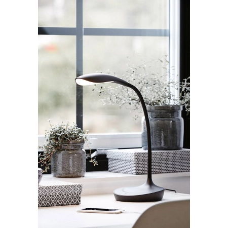 Czarna ledowa lampka biurkowa z gniazdem USB 106094 z serii SWAN 4