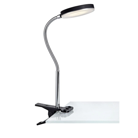 Czarno srebrna lampka biurkowa mocowana na klips 106471 z serii FLEX