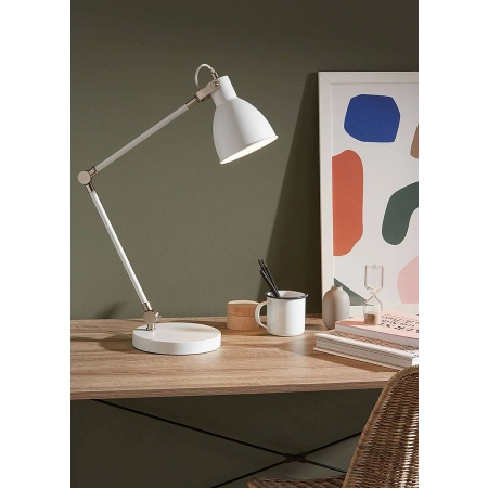 Biała lampka biurkowa z regulowanym ramieniem 107738 z serii HOUSE 2