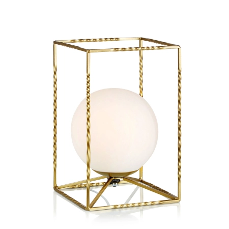 Złota lampa stołowa z białym kloszem w oprawie 107817 z serii EVE