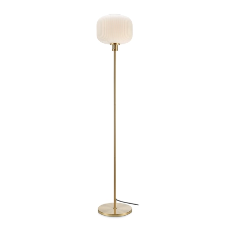 Lampa podłogowa ze złotą oprawą i białym kloszem 108054 z serii SOBER