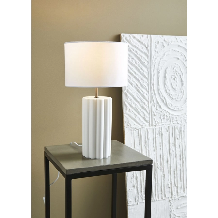 Biała elegancka lampka nocna z abażurem 108220 z serii COLUMN 2