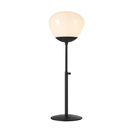Czarna lampa stołowa z gustownym białym kloszem 108276 z serii RISE