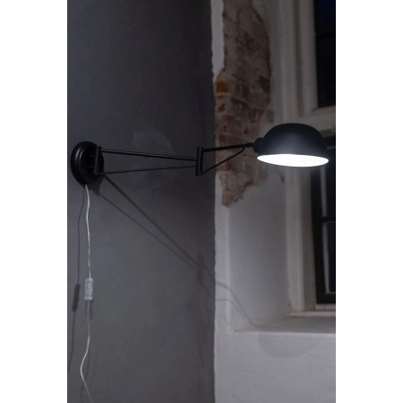 Czarna lampa ścienna na długim wysięgniku 108587 z serii PORTLAND - wizualizacja