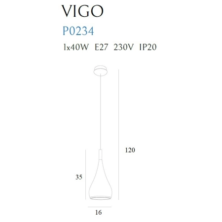 Biała, nowoczesna lampa wisząca do kuchni MX P0234 z serii VIGO - wymiary
