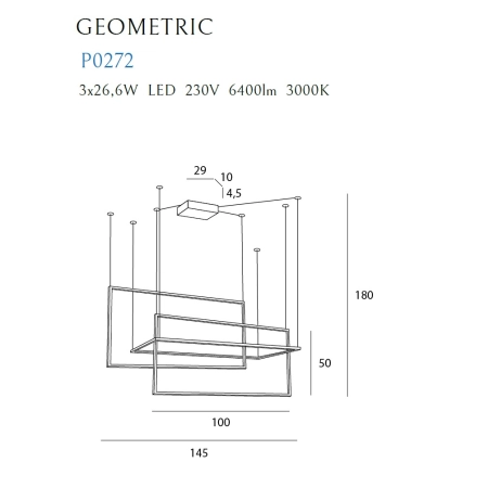 Ogromna, geometryczna lampa do salonu MX P0272 z serii GEOMETRIC - wymiary