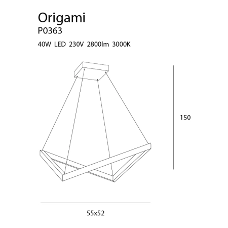 Geometryczna, ledowa lampa wisząca MX P0363 z serii ORIGAMI - wymiary