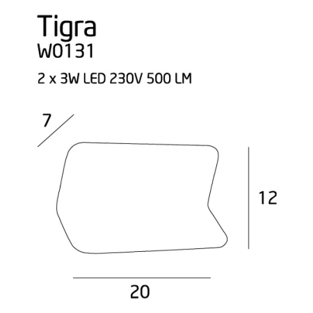 Minimalistyczna lampa ścienna do korytarza MX W0131 z serii TIGRA - wymiary