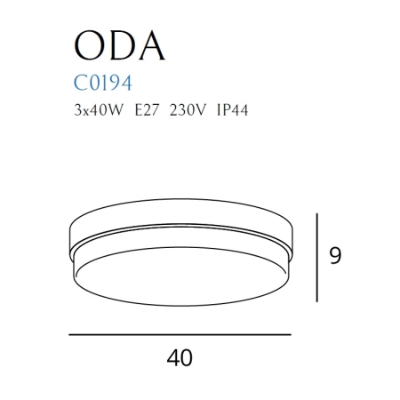Okrągła lampa sufitowa do łazienki ⌀40cm MX C0194 z serii ODA - wymiary