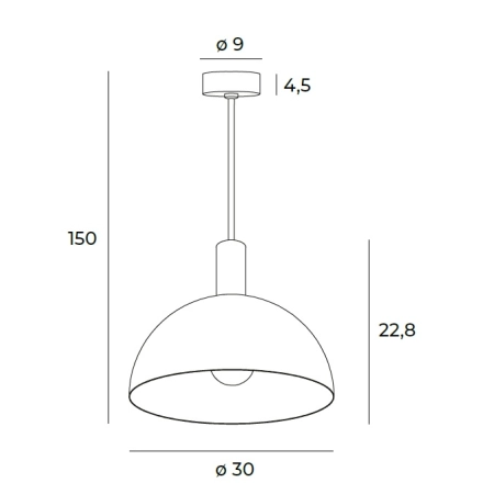 Kopułowa lampa wisząca do jadalni i kuchni MX P0473 z serii LUISANT - wymiary