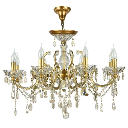 Duży, złoty, kryształowy żyrandol do salonu DIA004-08-G z serii SEVILLA