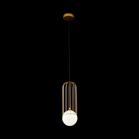 Smukła, druciana, złota lampa wisząca P361PL-01G z serii TELFORD