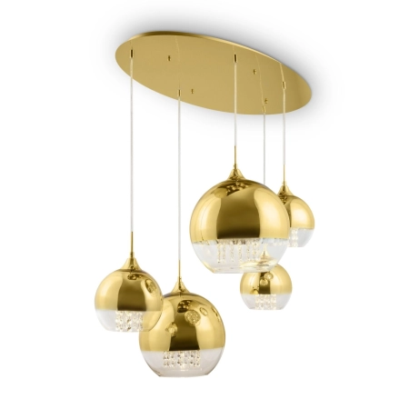 Elegancka, złota lampa z wiszącymi kulami P140-PL-170-5-G z serii FERMI 2