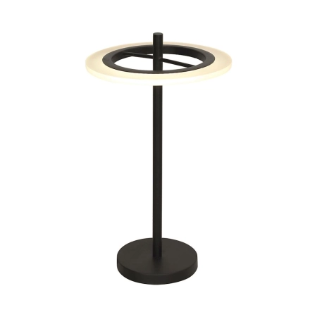 Designerska, czarna lampa stołowa z obręczą LED ML168 z serii COSMO