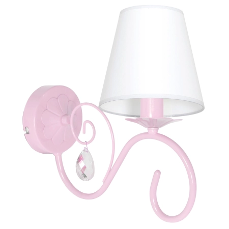 Różowa lampa ścienna z abażurem i kryształkiem MLP1050 z serii SARA