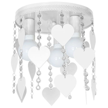 Biały, dziewczęcy plafon z wiszącymi kryształkami MLP1148 z serii CORAZON