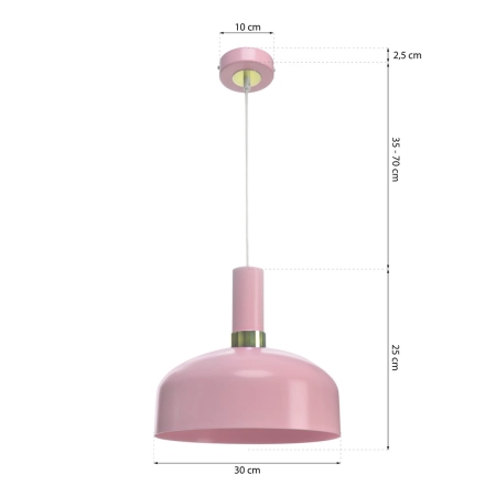 Różowa lampa wisząca z szerokim kloszem MLP6199 z serii MALMO - 2