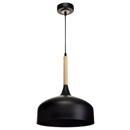 Czarna lampa wisząca, drewniany element MLP6218 z serii TAYLOR