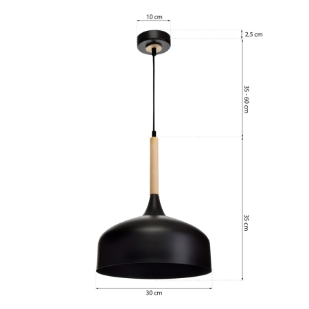 Czarna lampa wisząca, drewniany element MLP6218 z serii TAYLOR - 2