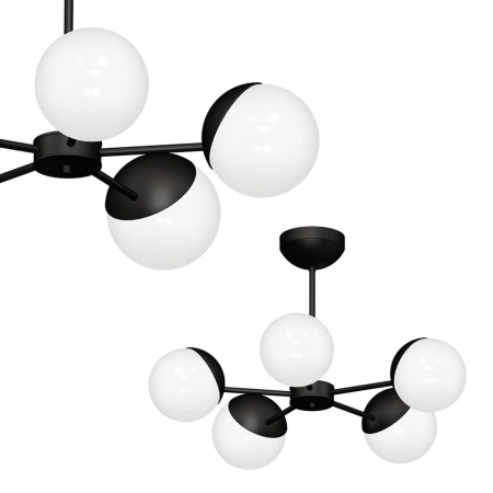 Czarno-biała, klasyczna lampa wisząca do salonu MLP8866 z serii SFERA